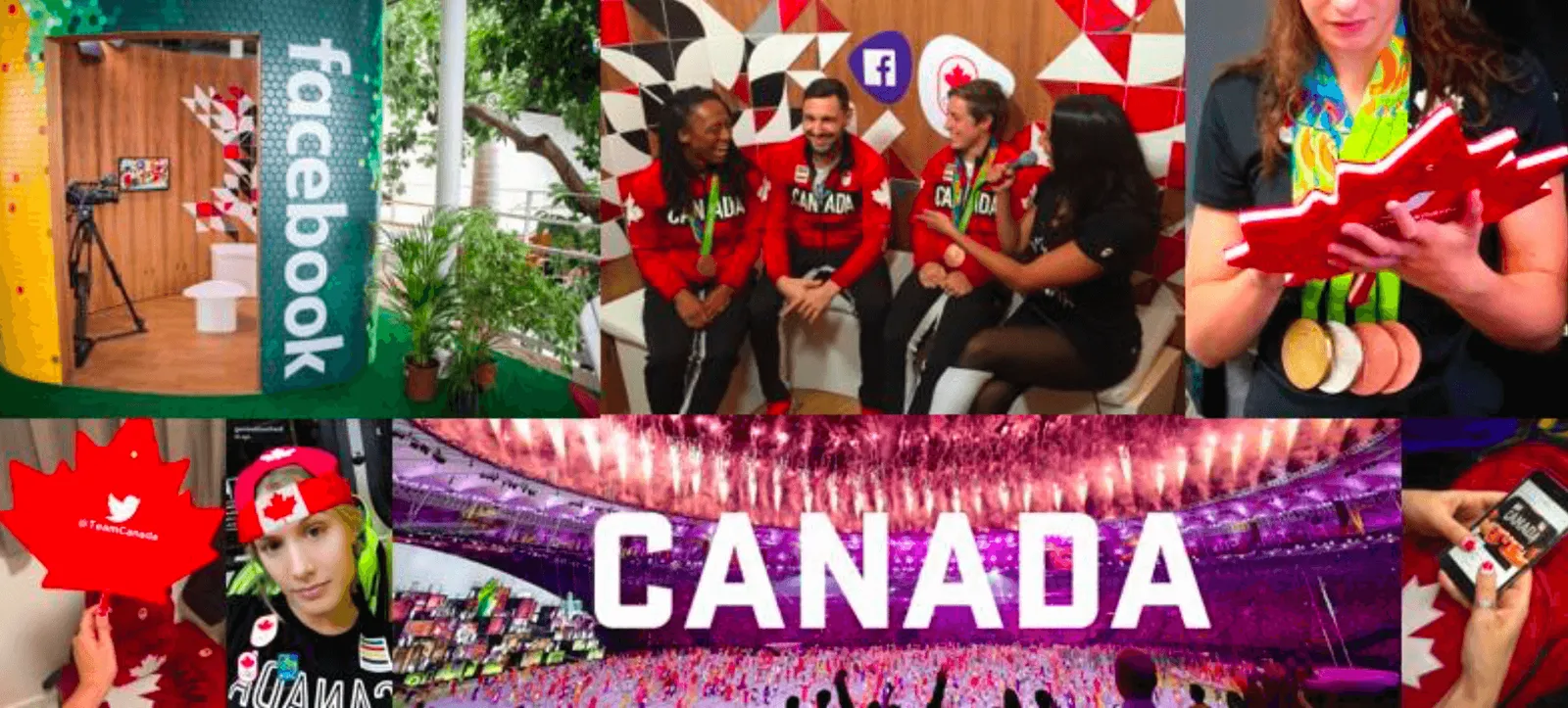 Team Canada Facebook Live studio and social content collage