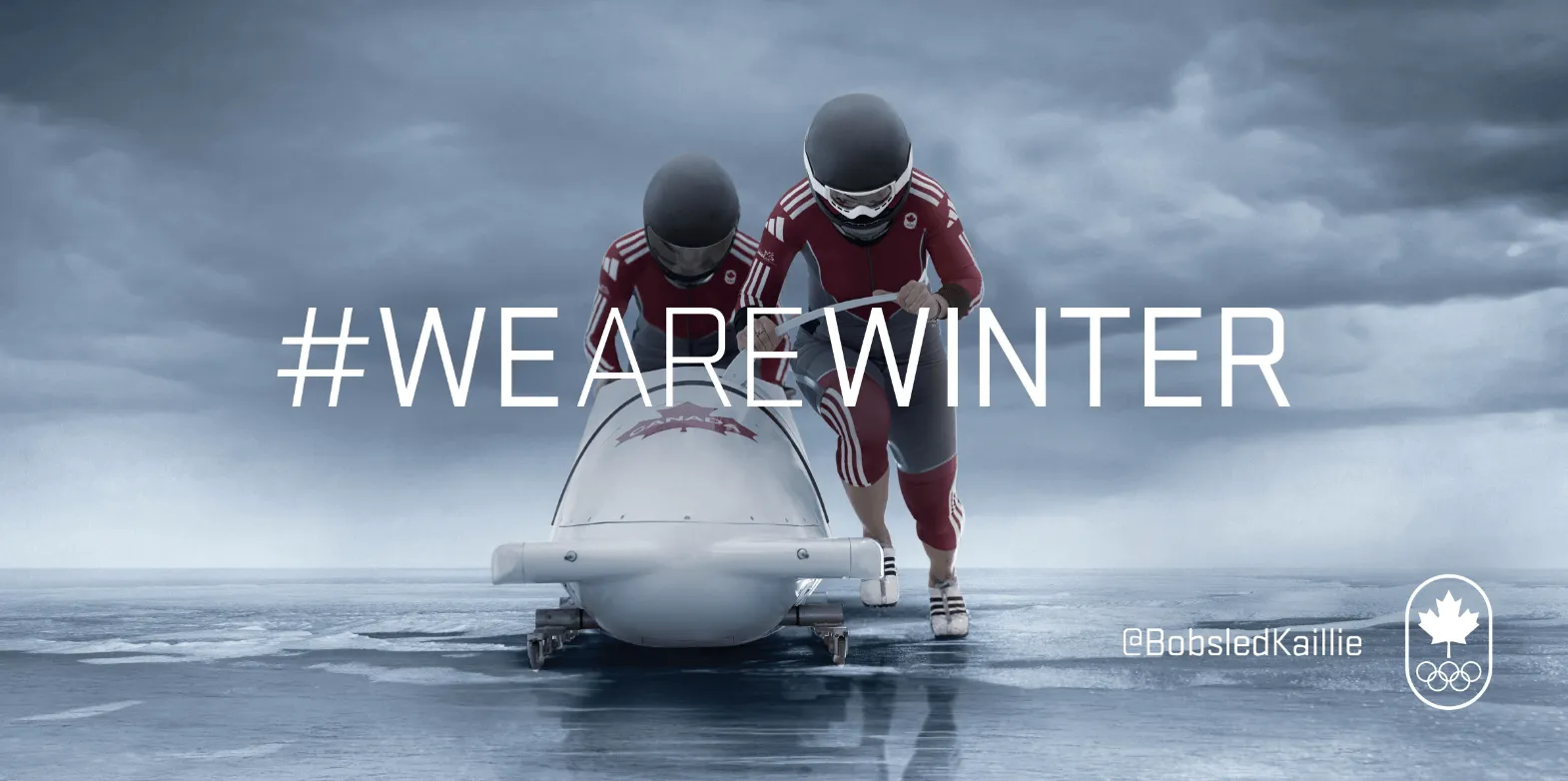 We Are Winter campaign image of a Canadian bobsled team